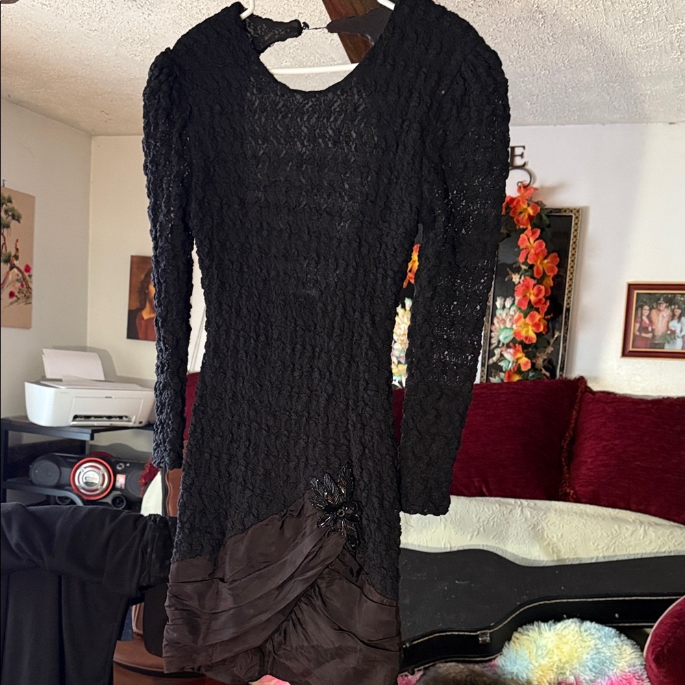 Chic Black Lace Long Sleeve Dress